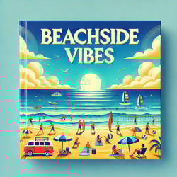 DALL·E 2024-07-23 15.35.20 - Album cover for Beachside Vibes_ A vibrant, sunny beach scene with a clear blue sky, golden sand, and gentle waves. Bright colors, soulful and feel-